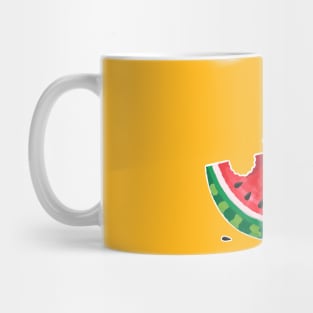 Funny piece of summer watermelon expressing pain after a bite Mug